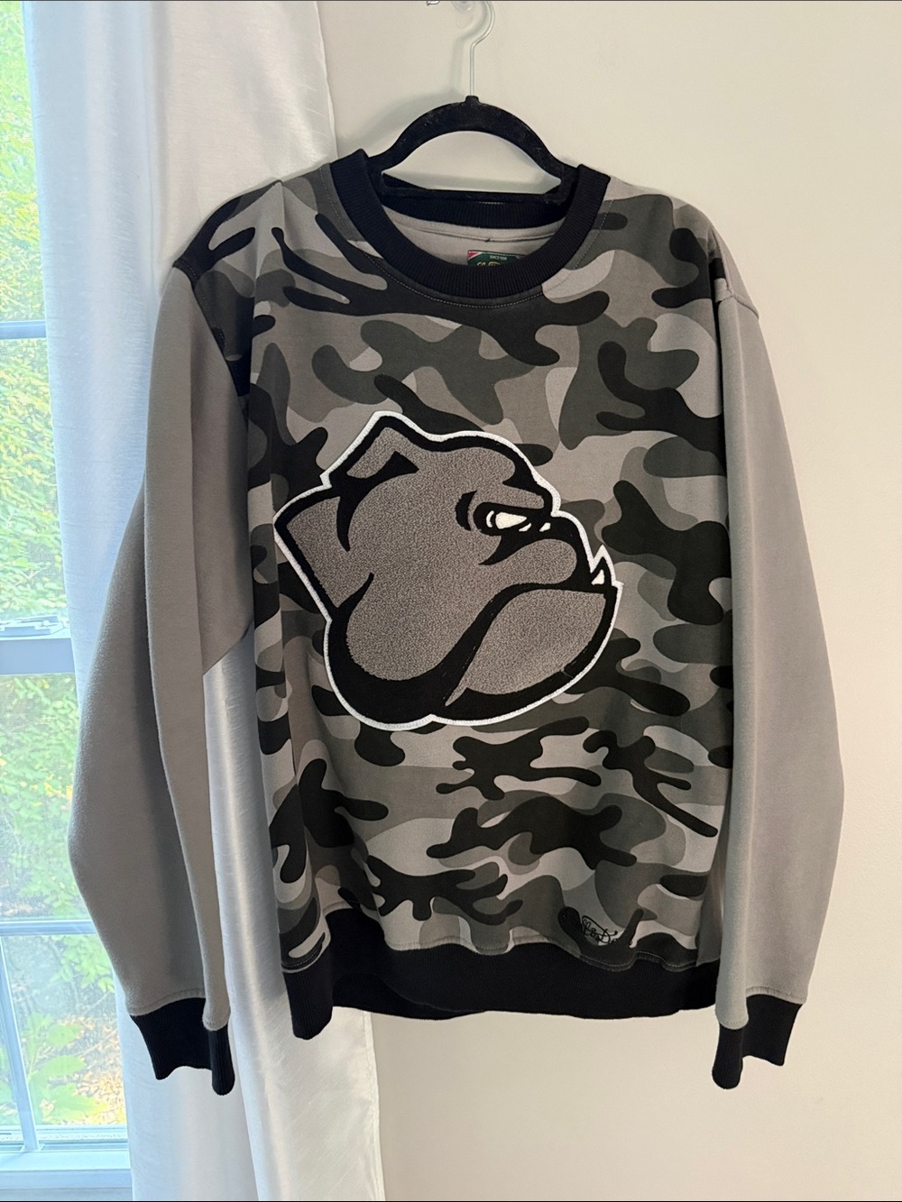 Grey Camo Bulldog Graphic Sweatshirt - stall & dean XL pullover